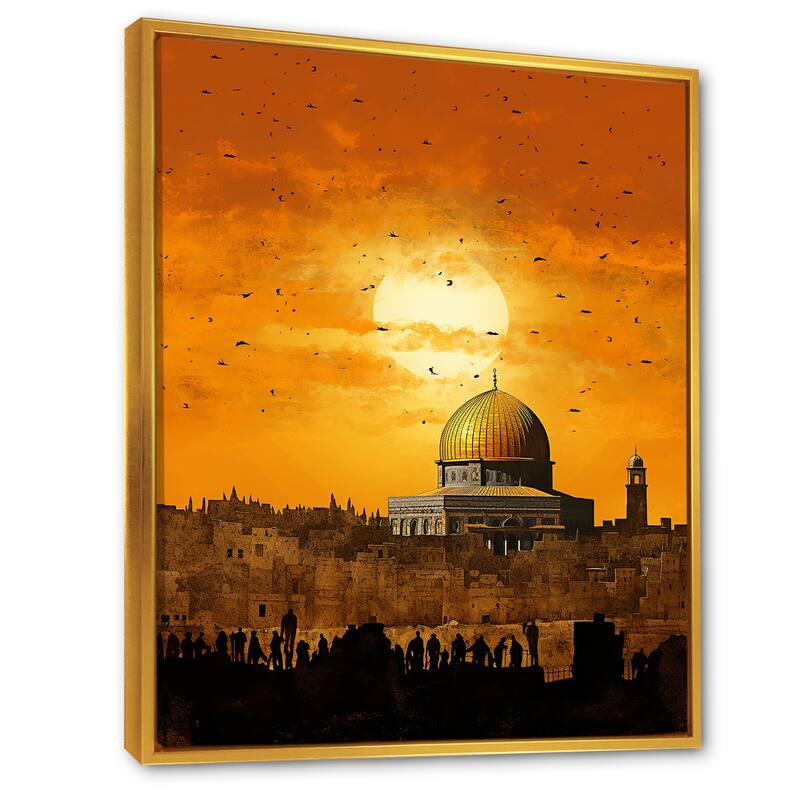 Designart "Judaism Synagogues Sunset Sanctuary I" Judaism Framed Canvas